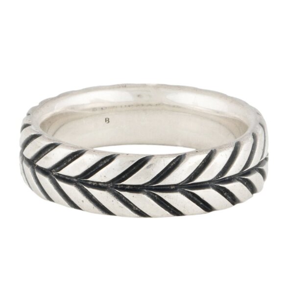DAVID YURMAN STERLING SILVER 925 CHEVRON BAND RING - Picture 6 of 7